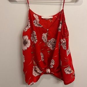 Red Floral Tank Top Blouse